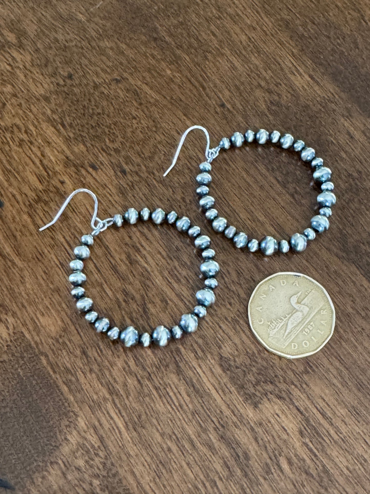 Navajo Pearl Hoop Earrings 1 1/2" 2401