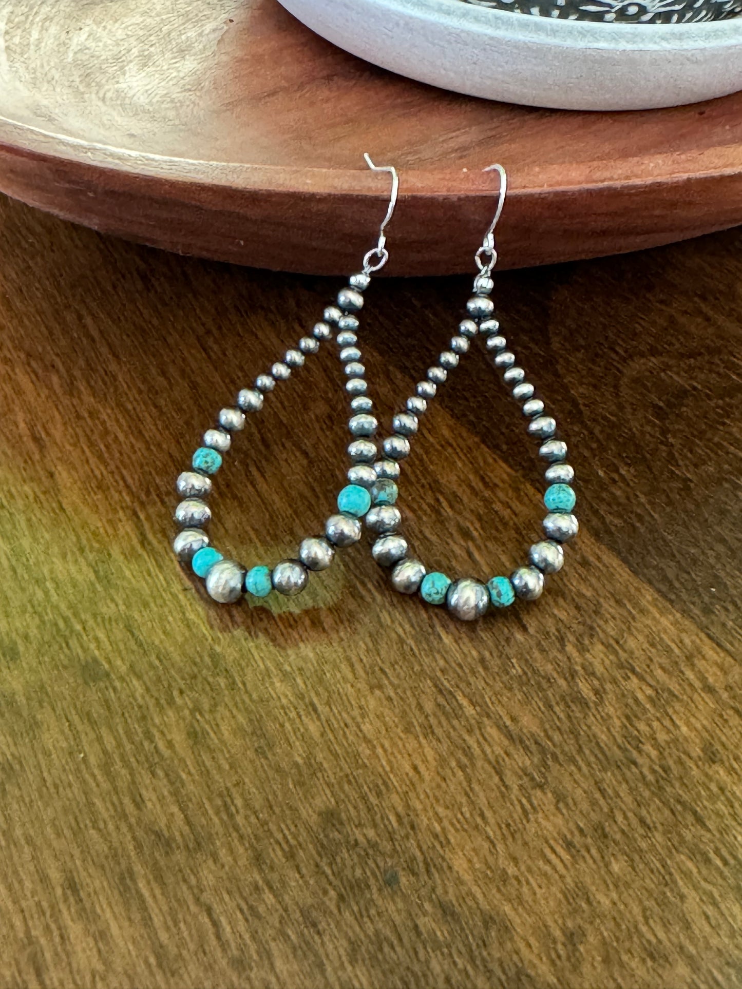 Navajo Pearl & turquoise earing 2403