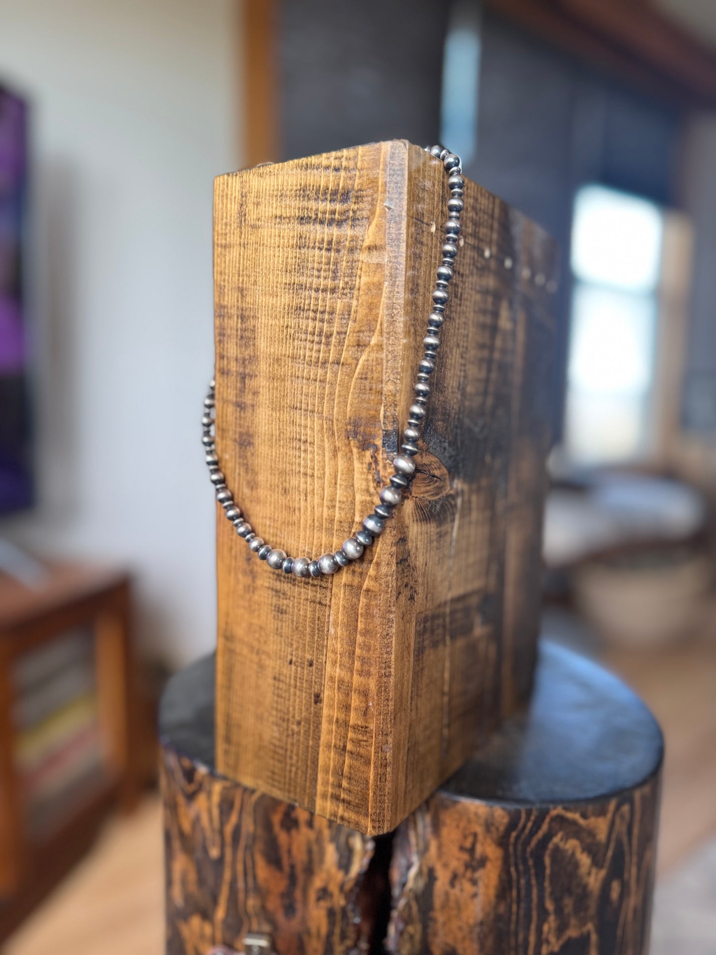 Navajo Pearl Necklace - 16" (Graduated with saucer pearls) 2416