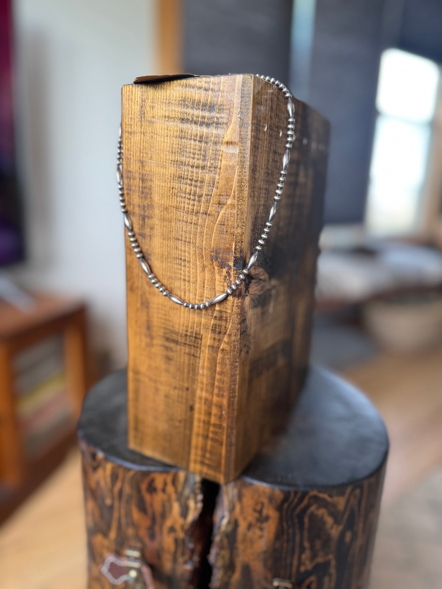 Navajo Pearl Necklace - 16" (4mm and torpedo pearls) 2418