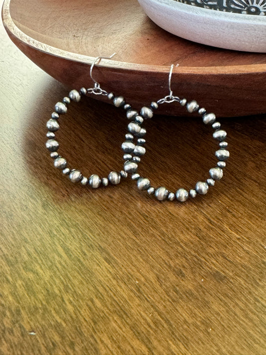 Navajo Pearl Hoop Earrings 1 1/2" 2401