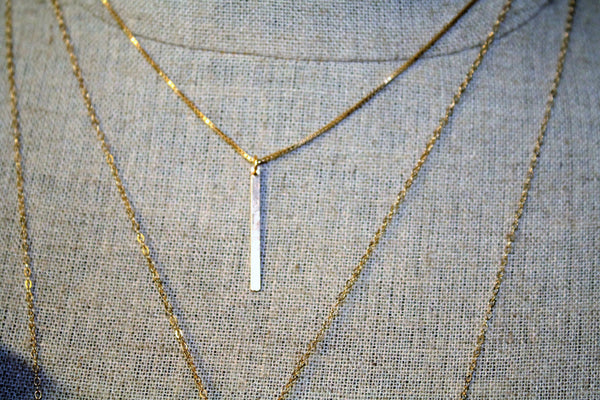 14kt gold filled 1" bar pendant on a 16" 14kt gold filled box chain