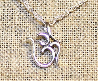 Sterling Silver Om symbol - 16" sterling silver rope chain