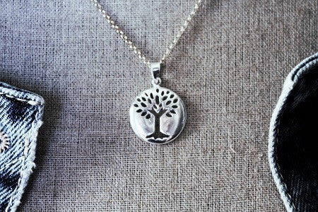 Sterling silver Tree of Life pendant on an 18" sterling silver rolo chain